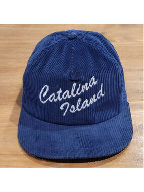 Vtg Catalina Island California Hat Corduroy Blue Script California Headwear USA